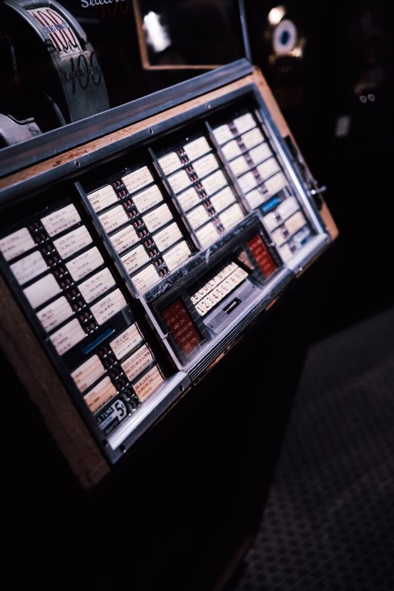 Vintage jukebox in a dimly lit room